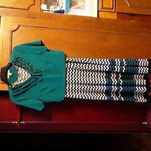 danny and nicole 2-piece chevron dress, size PM